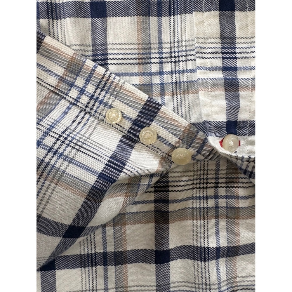 Cremieux Classics Big Man Plaid Button Down Shirt Mens 2XB Blue Tan 100% Cotton - Picture 9 of 13
